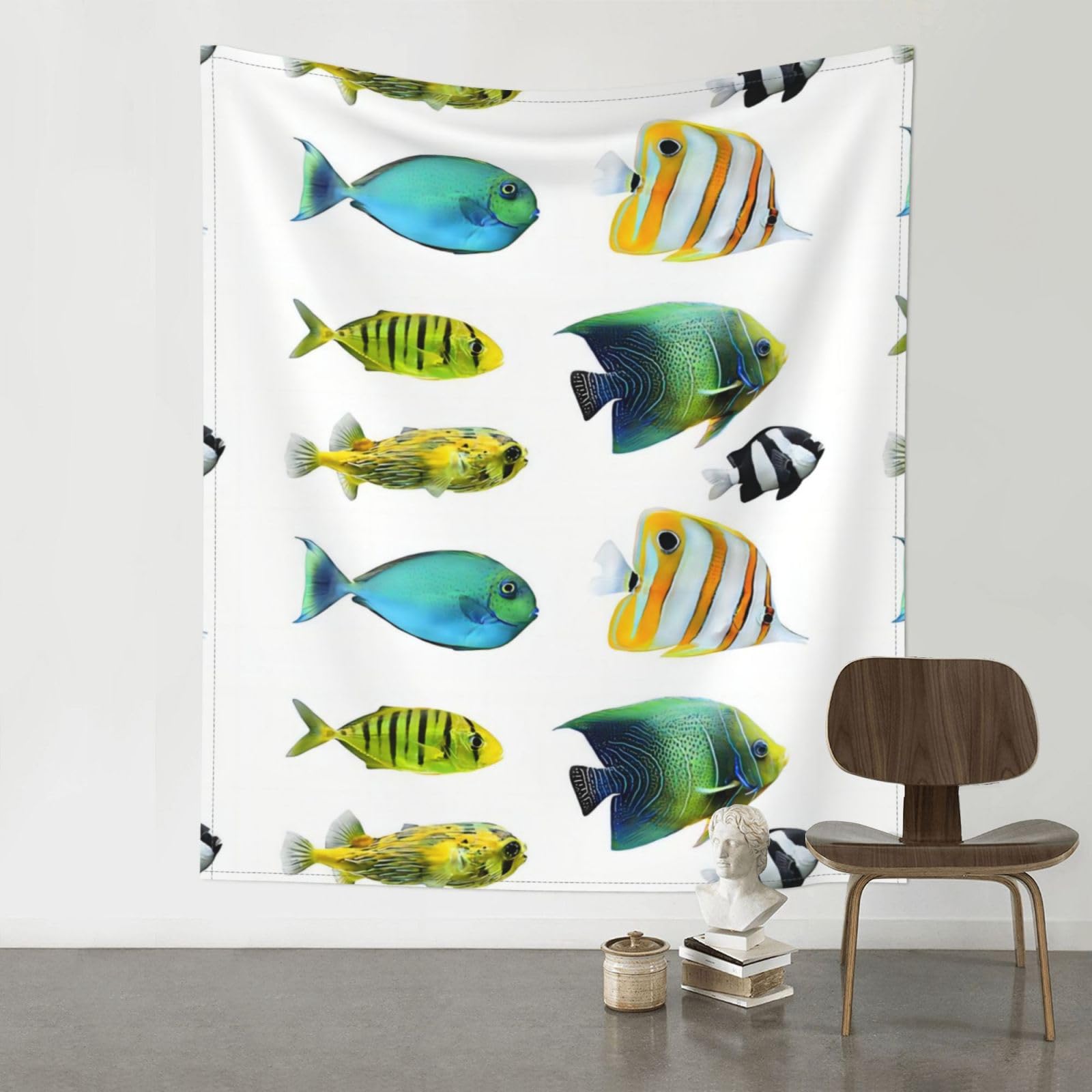 YYHWHJDE Ocean Tropical Fish Prints Wall Tapestry 60x51in - High-Grade Polyester Throw for Dorm Room Decor, Beach Blankets & Home Accent
