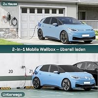 dé Mobile Wallbox 11 kW Elektromos Autó Töltőállomás - 3 Fázisú, 6m Kábel, Állítható Töltőerősség, Type 2 Csatlakozó, Model Y/3, ID.3/4/5, Z 5