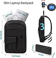Vista 2 de Business Backpack for Men Slim Lightweight Laptop Backpack Water Resistant Small Office Backpack for Commute Travel Daily Office Work with Small Bag