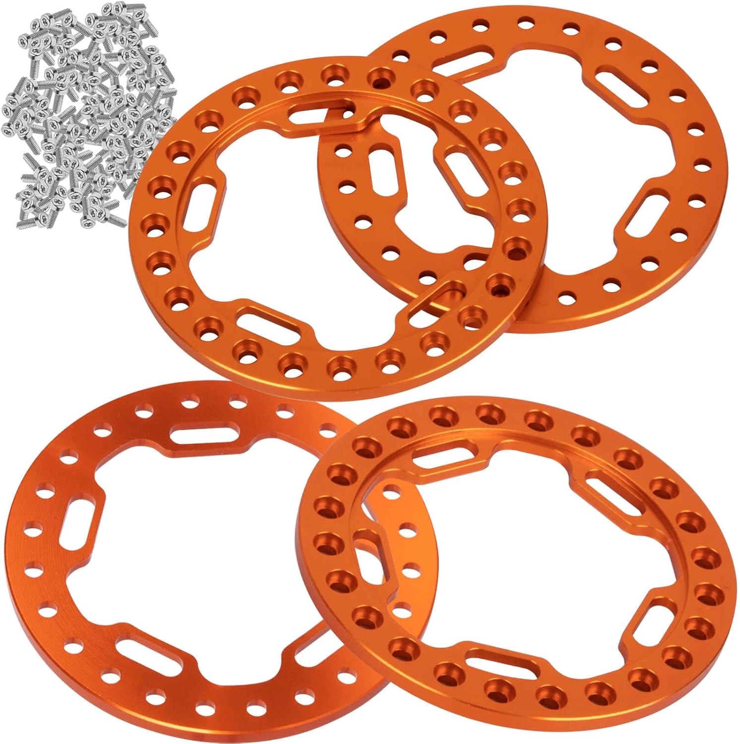 Metal 1.9 Beadlock Wheels Replacement Ring for 1/10 TRX4 SCX10 90046 90047 Crawler RC Car,4Pcs RC 1.9 Beadlock Wheels Replacement Ring,Red