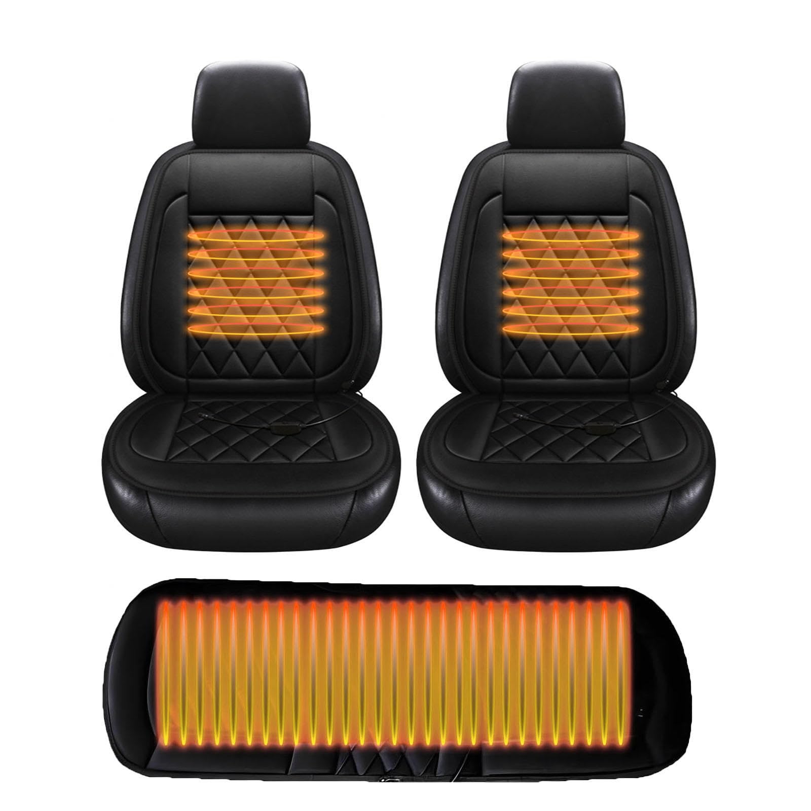 Regalo Ideal para Conductor Funda Asiento Coche Alfombrilla Térmica con Calefacción Rápida para Invierno,Black-threepiece