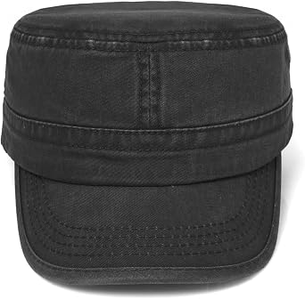 Cadet Army Cap for Men Women Washed Cotton Military Flat Top Hat