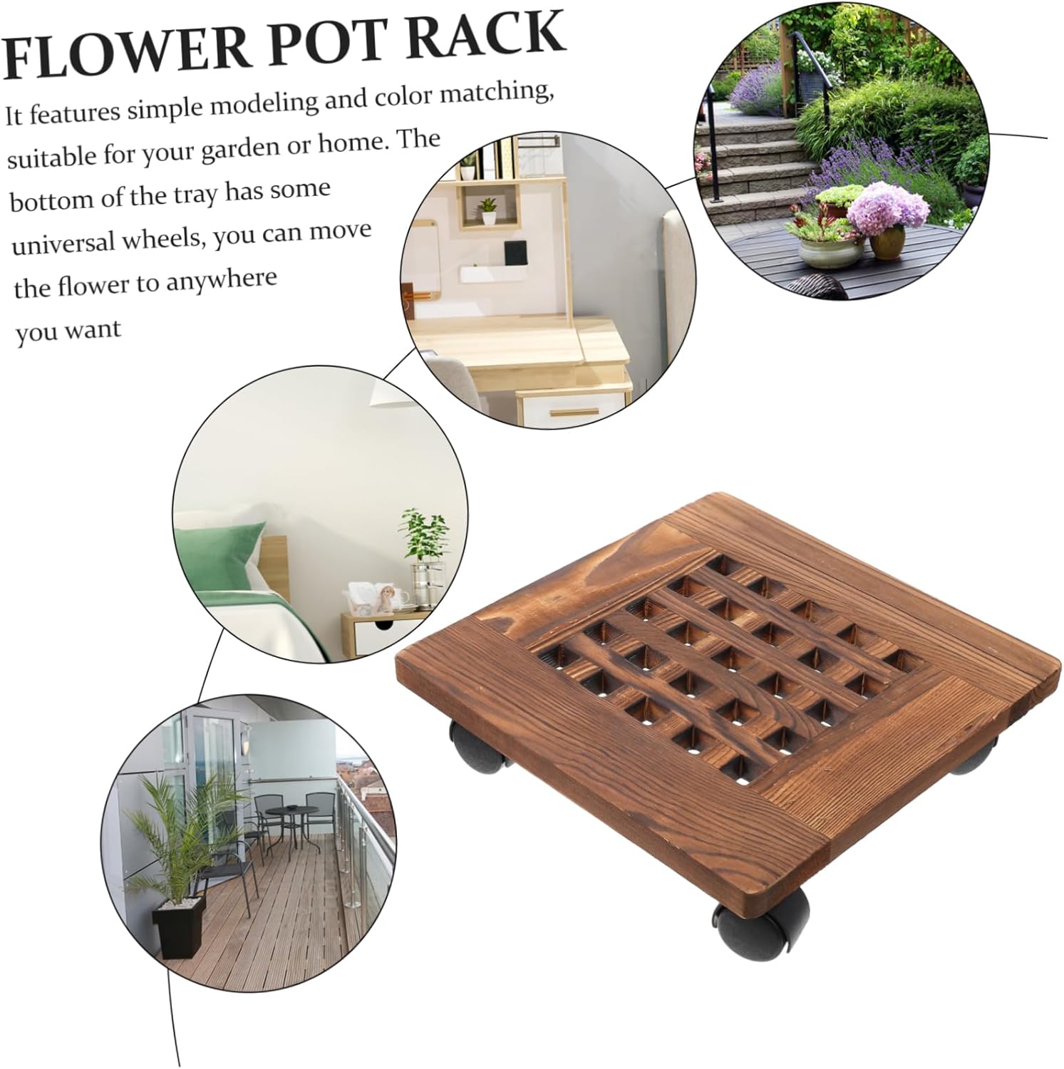 1Pc Movable Flowerpot Tray with Wheels Thickened Hollow Plant Pot Base Wheel Design for Easy Movement Strong Load Bearing Capacity Indoor Planter Stand for Your Garden