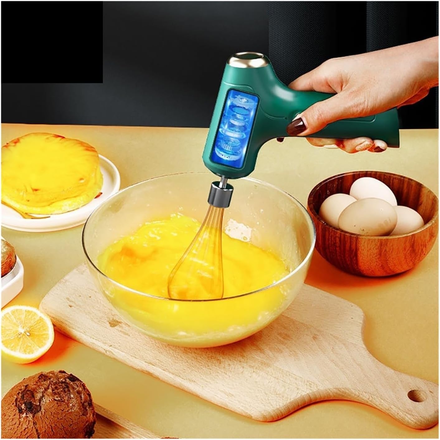 Portable Electric Food Mixer, Cake Cream Whipper & Dough Egg Beater for Baking, Kitchen Tool(Green)