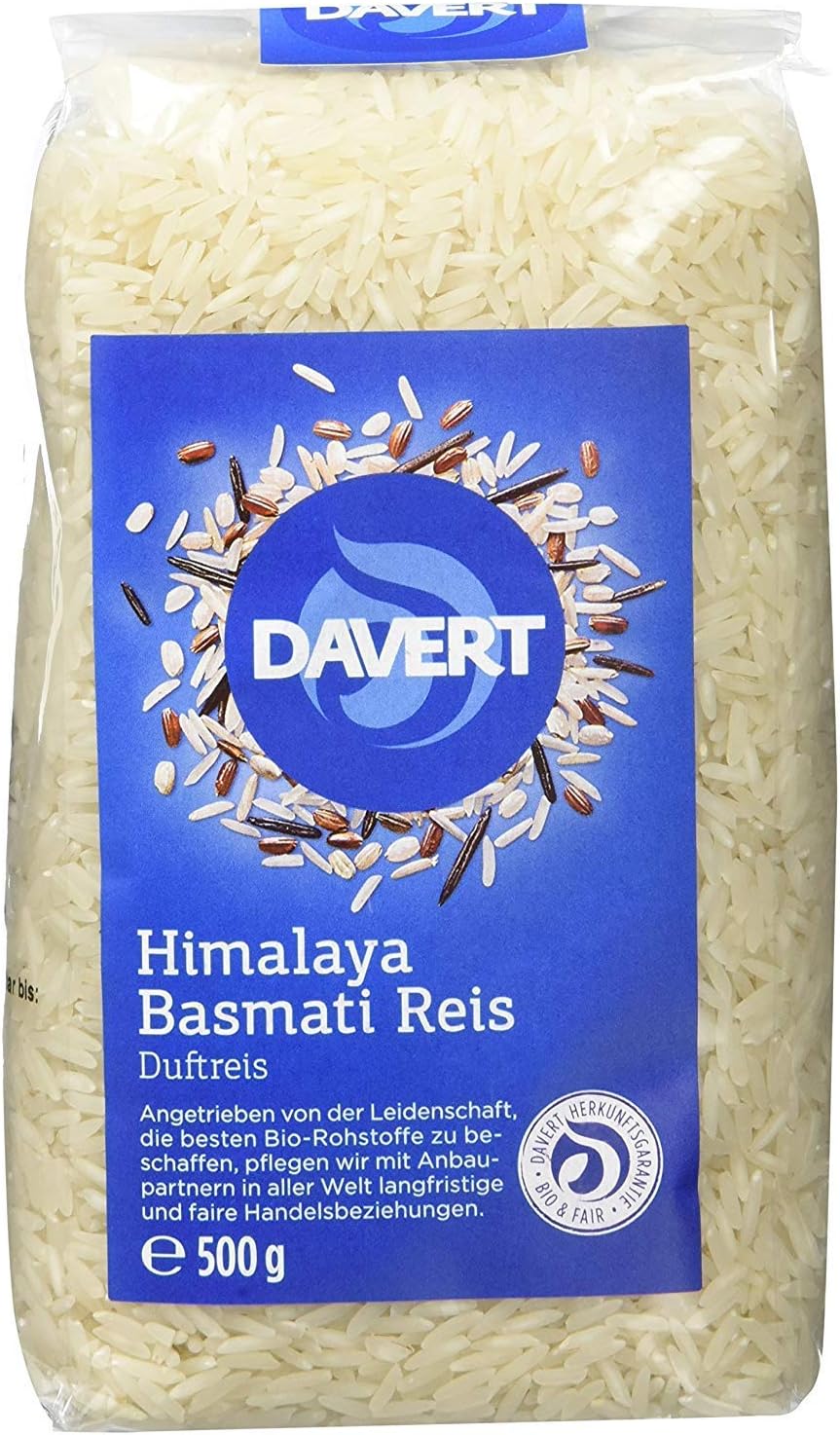 DavertHimalaya Basmati Rice White Pack of 4 x 500 g Organic