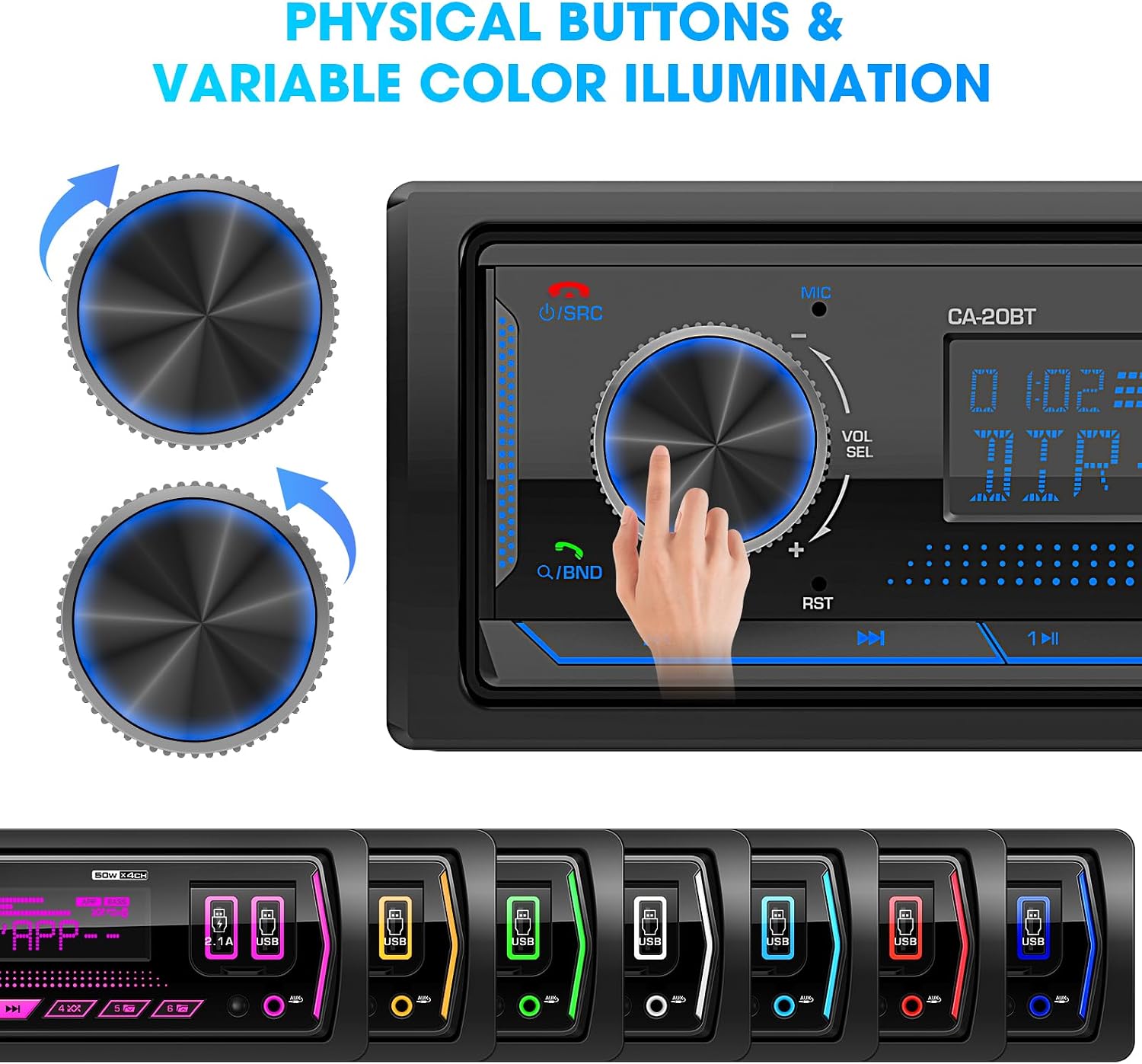 Single Din Bluetooth Marine Radio: in Dash 1-Din Car Stereo Receiver image 5