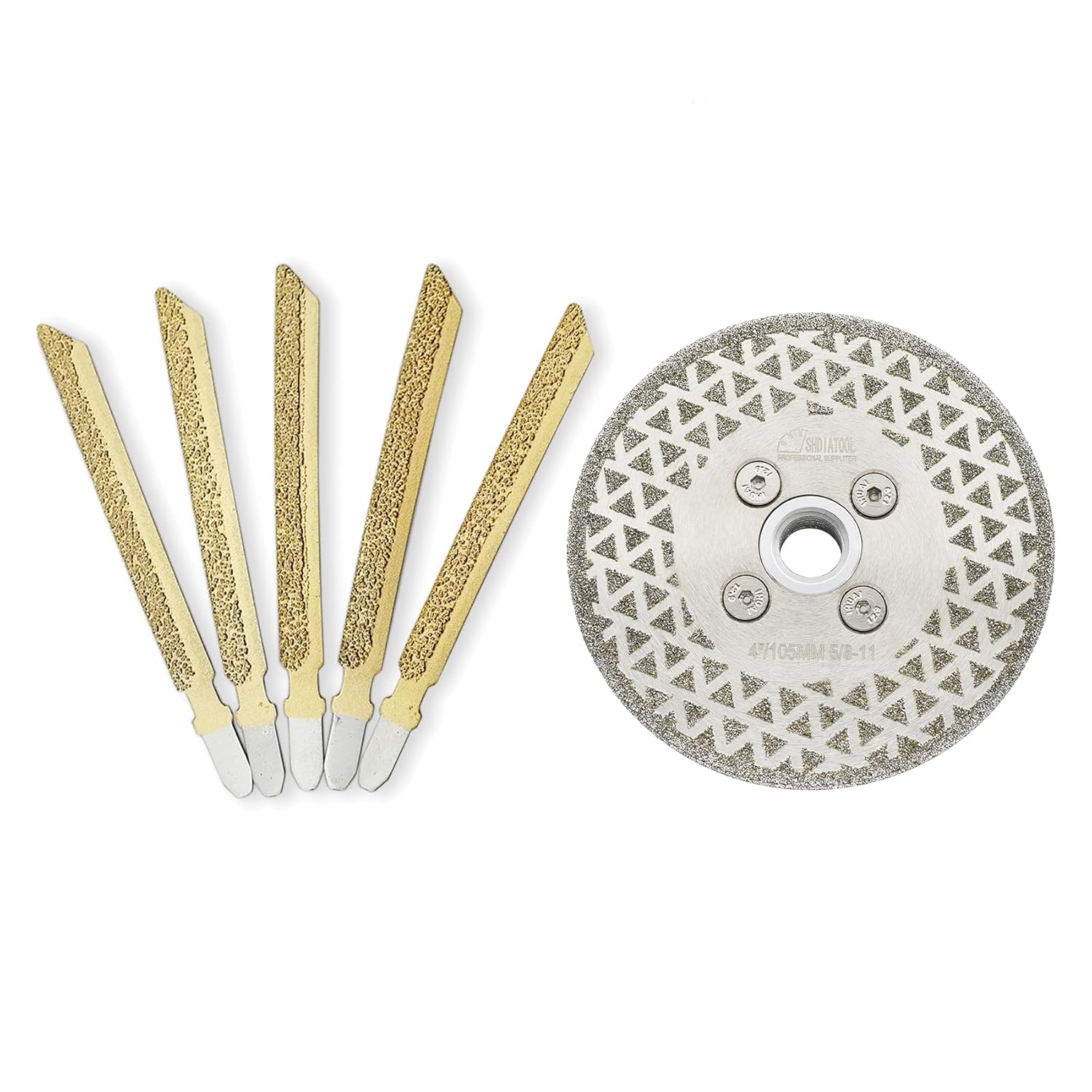 SHDIATOOL 5-Piece 4 in. Diamond Jig Saw Blades for Tile Ceramic Brick Marble with T-Shank 46 Grit