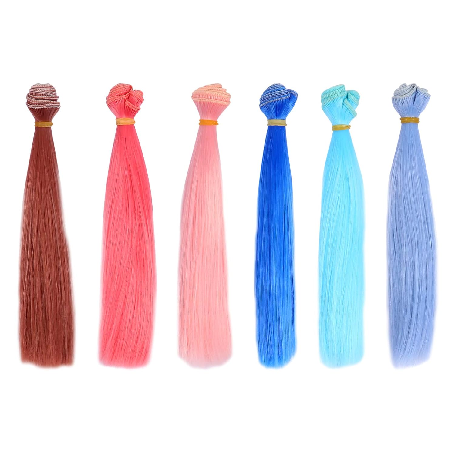 Holibanna 6pcs Heat Resistant Straight Doll Hair Wigs for Diy Crafting High-temperature Silk Wefts Long Easy to Style for Doll Making Supplies