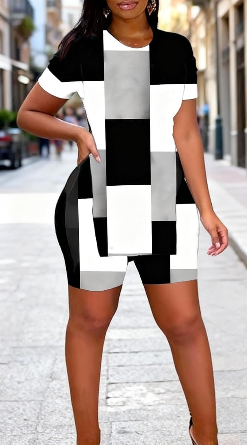 Summer 2 Piece Outfits for Women Short Sleeve Tunic Top and Shorts Tracksuit Set Sexy Slim Fit Lounge Wear - Image 6