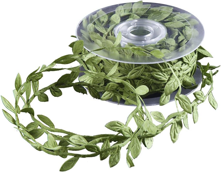 DECORA Artificial Green Leaf Ribbon for Wreath and Flower Decorations (20 Yard Spool)