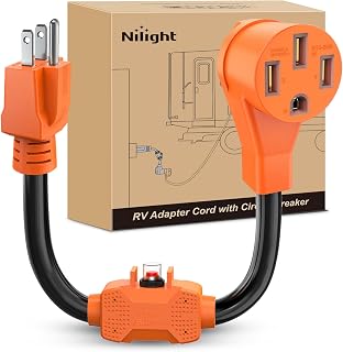 Nilight RV Power Adapter Cord with Circuit Breaker Overload Protector