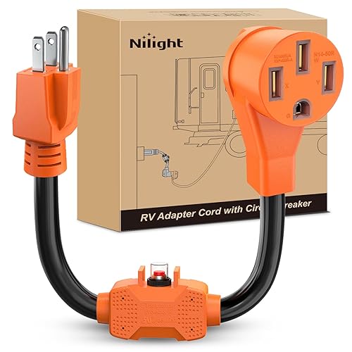 Miniatura 26 de Nilight Cable adaptador de bloqueo para caravana de 15 amperios a 50 amperios de cobre puro resistente calibre 10 ETL listado 5-15P a SS2-50R