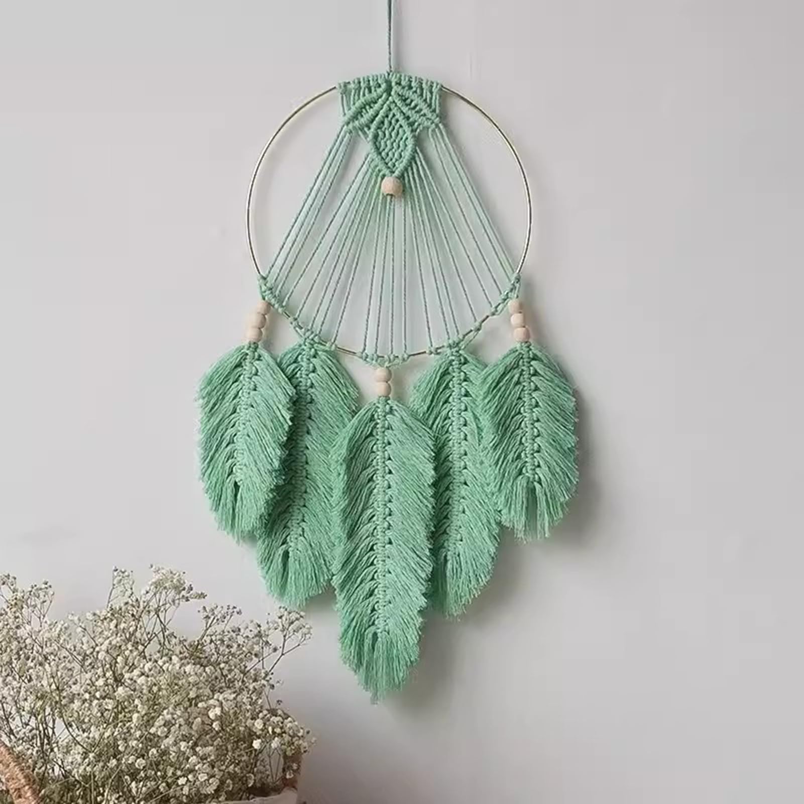 Rideaux en macramé Toile De Fond De Mariage en Macramé Jaune, Rideaux en Macramé pour Fenêtres, Rideau en Cordes De Coton pour La Décoration Murale(Green)