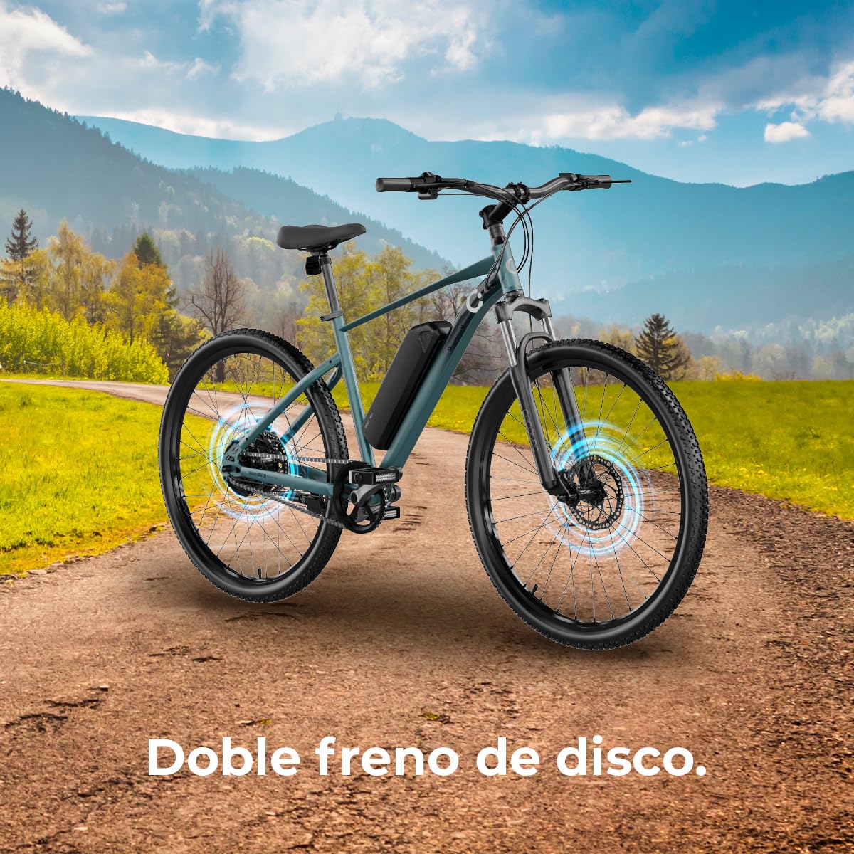 Cecotec Bicicleta Eléctrica de Montaña 27,5" y 29", hasta 55-120km de autonomía, Doble y Simple suspensión, Cambio Shimano 7-24 velocidades, Disco de Freno hidráulico