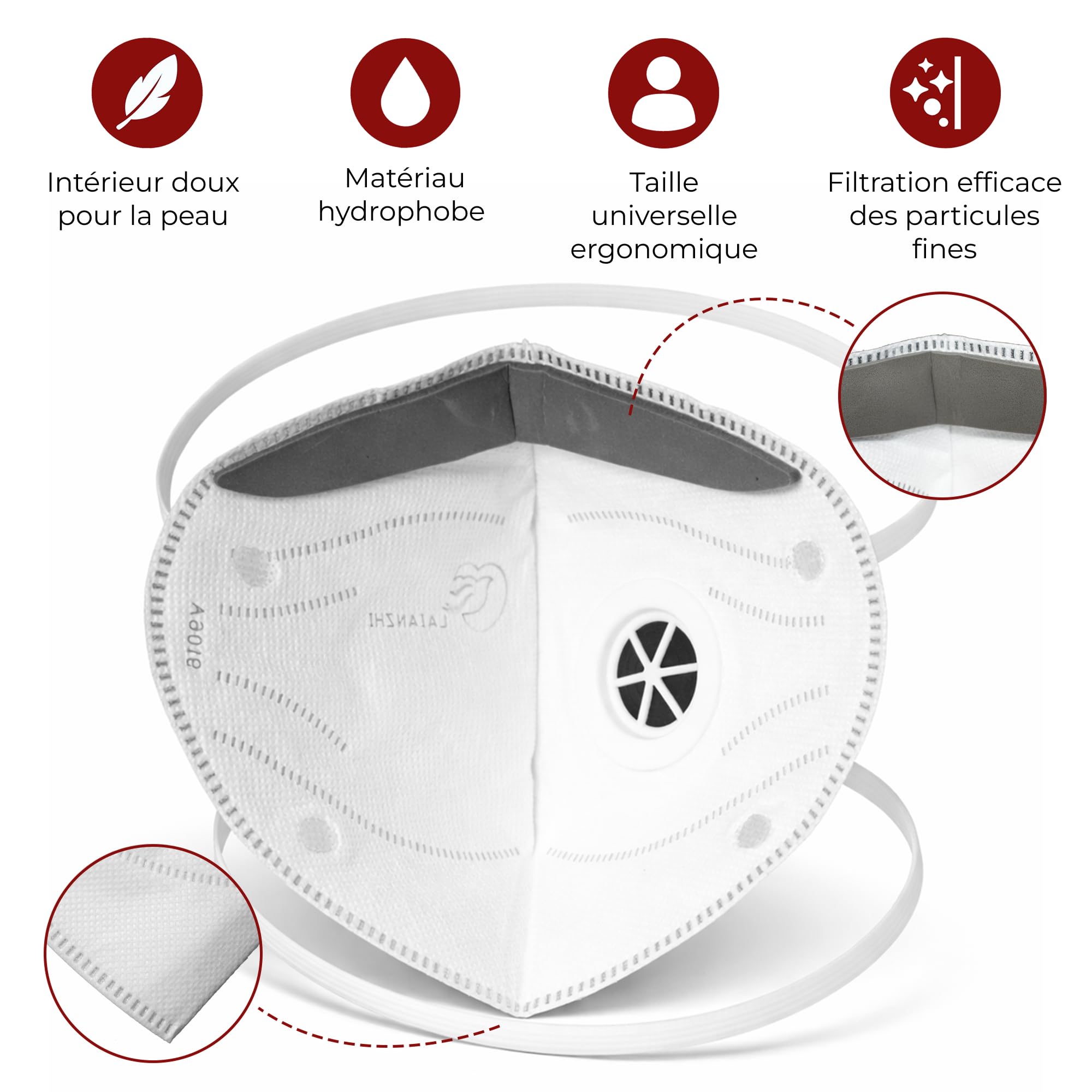 Masques FFP3 avec valve – Lot de 20 pièces – Protection poussières et particules – Certifiés CE