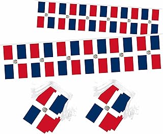 2 Packs Dominican Republic Dominica Mini Flag Banner String Small Miniature Hanging Flags Decorations,60 Feet 40 Flags
