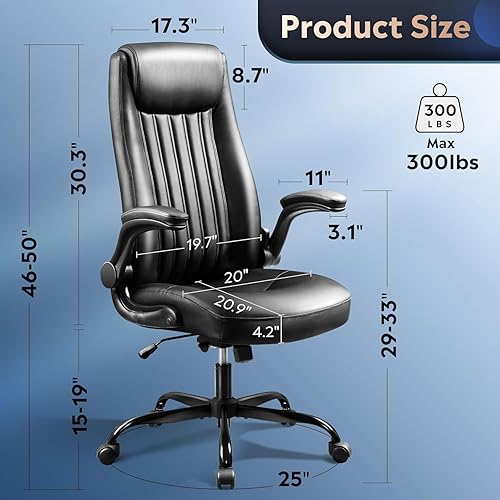 Miniatura 2 de DEVAISE Silla ejecutiva de oficina para computadora, silla de escritorio ergonómica de respaldo alto con reposabrazos abatibles ajustables, soporte