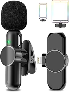 Lavalier Microphone, Phone Microphone for iPhone Camera Android Phone, Dual Clip on Mics Lapel Wireless Lav Microphone System for Video Recording (Lapel Mic (1 PCS Mic))