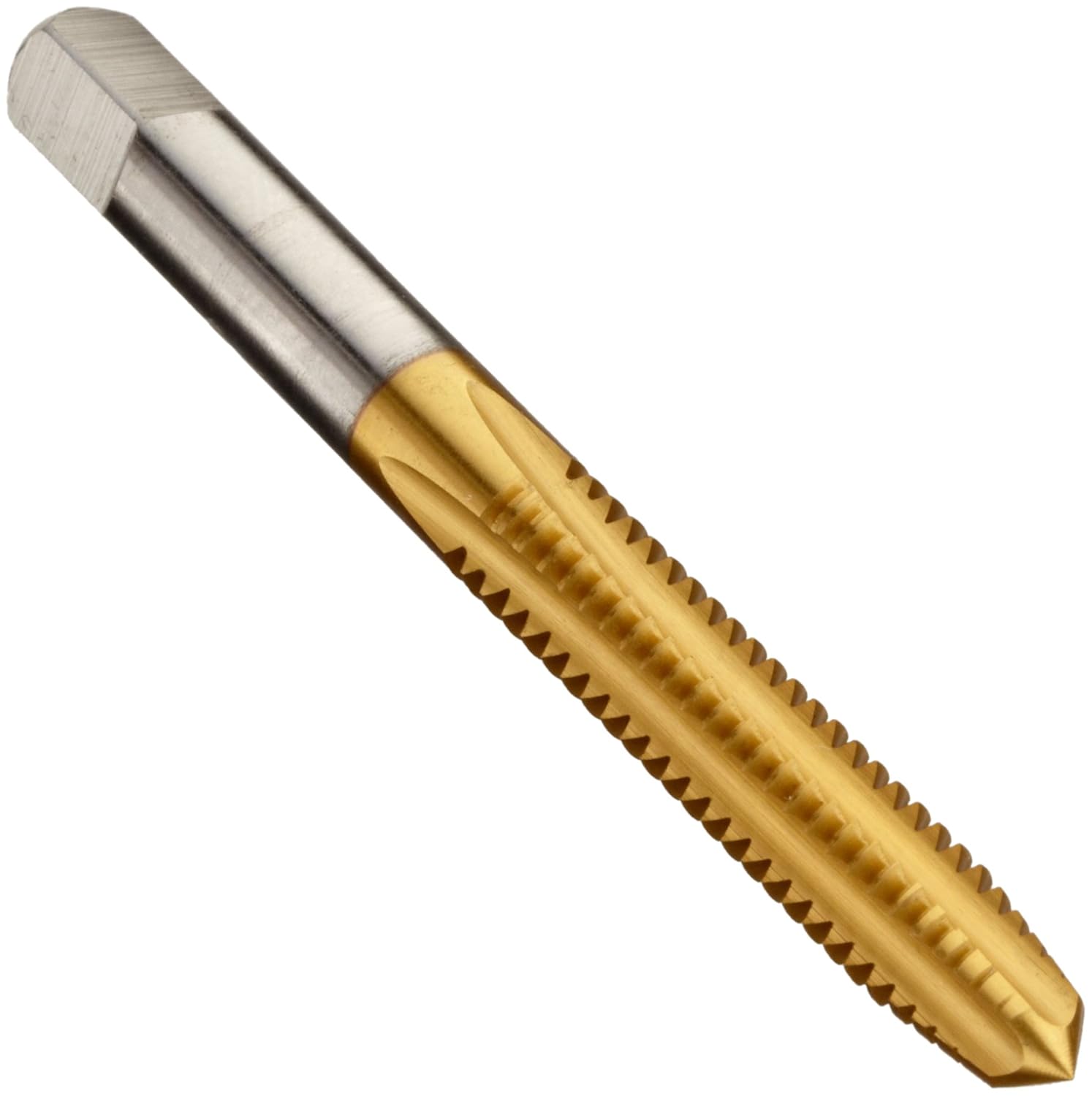 TN1500(UNC) High-Speed Steel Hand Tap, TiN Coated, Round Shank with Square End, Plug Chamfer, 5/8"-11 Thread Size