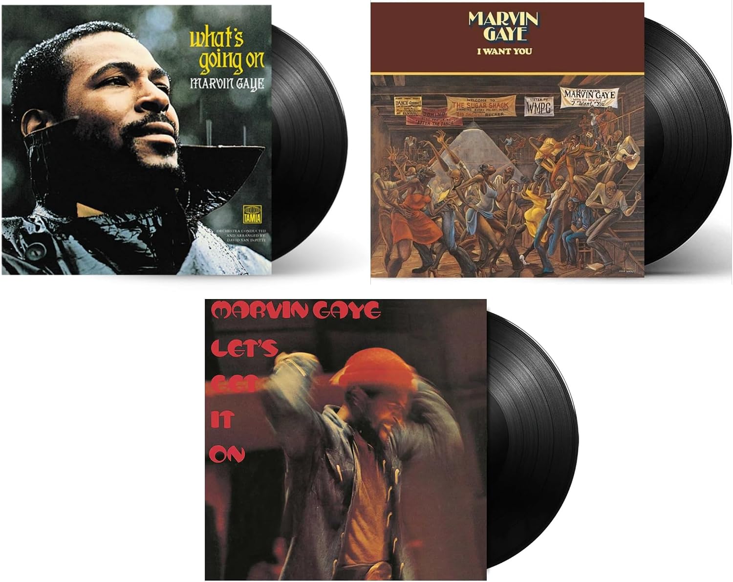 Marvin Gaye: Essential 3 Record Album Collection - What's Going On, I Want You and Let's Get it On by Marvin Gaye — album cover