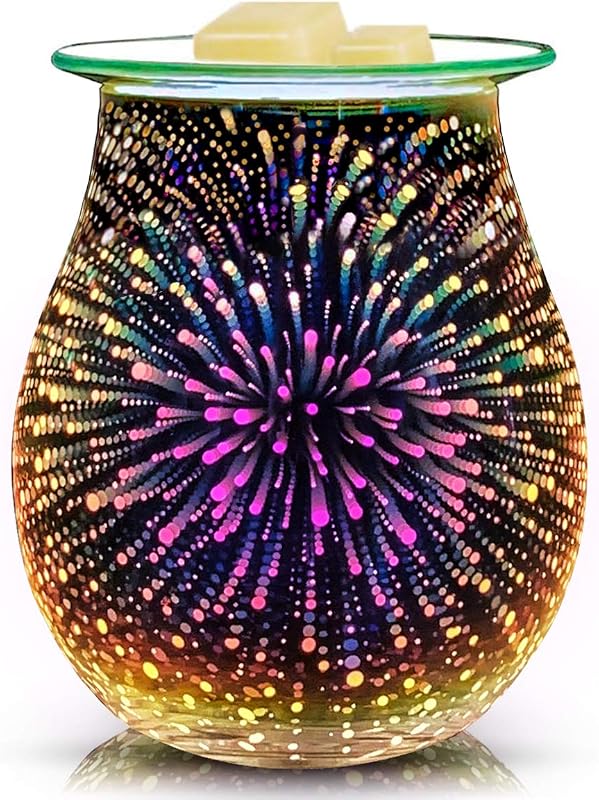 Wax Melt Warmer for Scented Wax- Glass Wax Melter for Home Fragrance with Removable Tray, Essential Oil Warmer Wax Cubes Burner Aroma Night Light for Home Office Bedroom Decor Gifts for Women