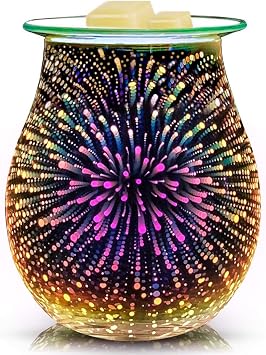 Wax Melt Warmer for Scented Wax- Glass Wax Melter for Home Fragrance with Removable Tray, Essential Oil Warmer Wax Cubes Burner Aroma Night Light for Home Office Bedroom Decor Gifts for Women