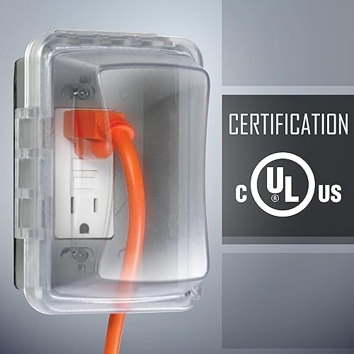 Miniatura 5 de TayMac MM510C Cubierta para Receptáculo de Una Sola Caja HorizontalVertical Resistente a la Intemperie, 3.75 Pulgadas de Profundidad, Transparente