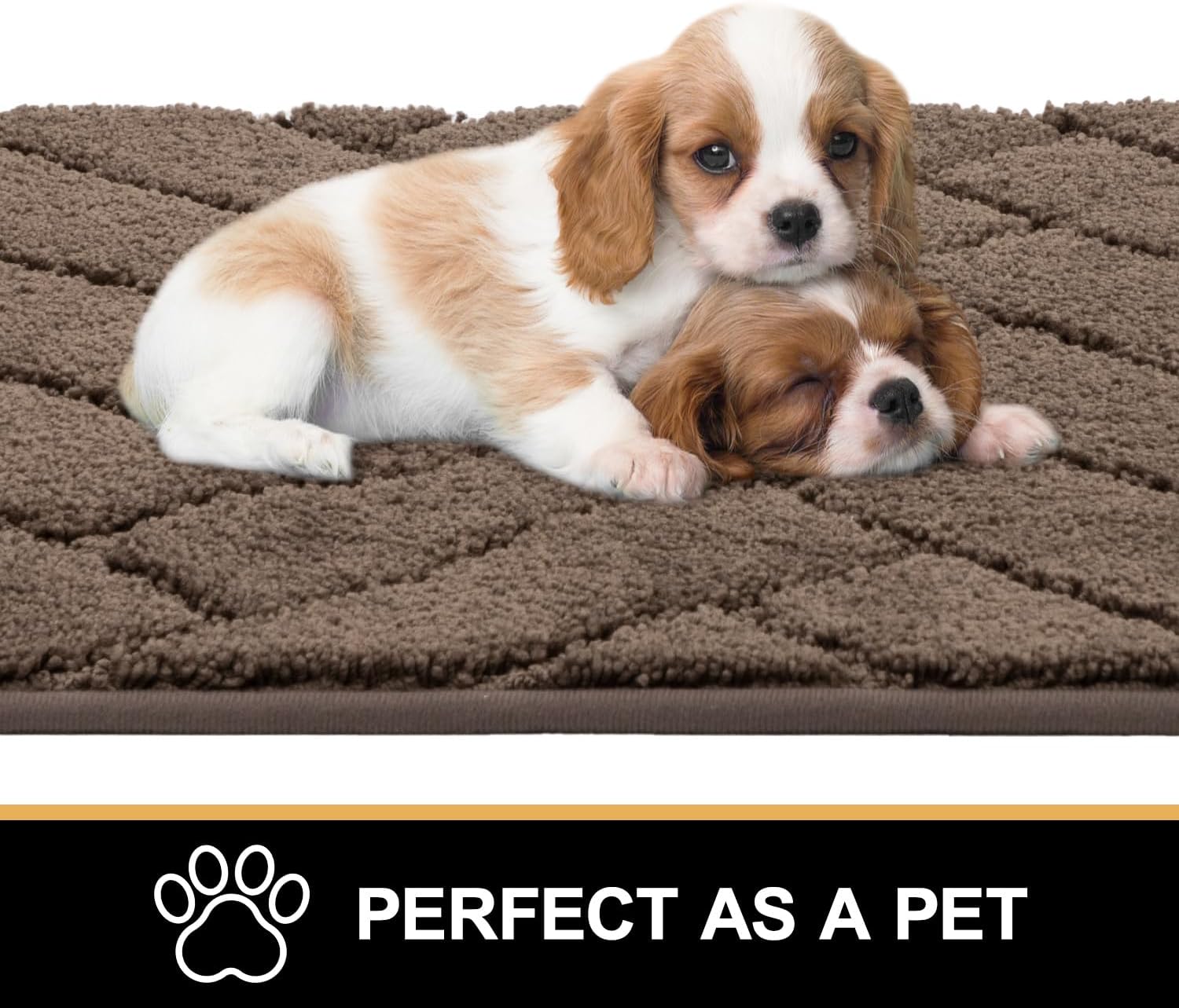 Tindbea Dog Mat for Mud Paws,Absorbs Moisture Dirt Non-Slip Washable Mud Mat for Dogs,Soft Rubber Backing Front Inside Pet Rug for Entryway, Dog Paws, Patio(20"x48",Latte)