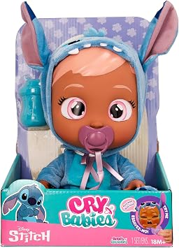 Cry Babies Disney Stitch -12 Baby Doll, Stitch Themed Pajamas, for Girls and Kids 18M and Up