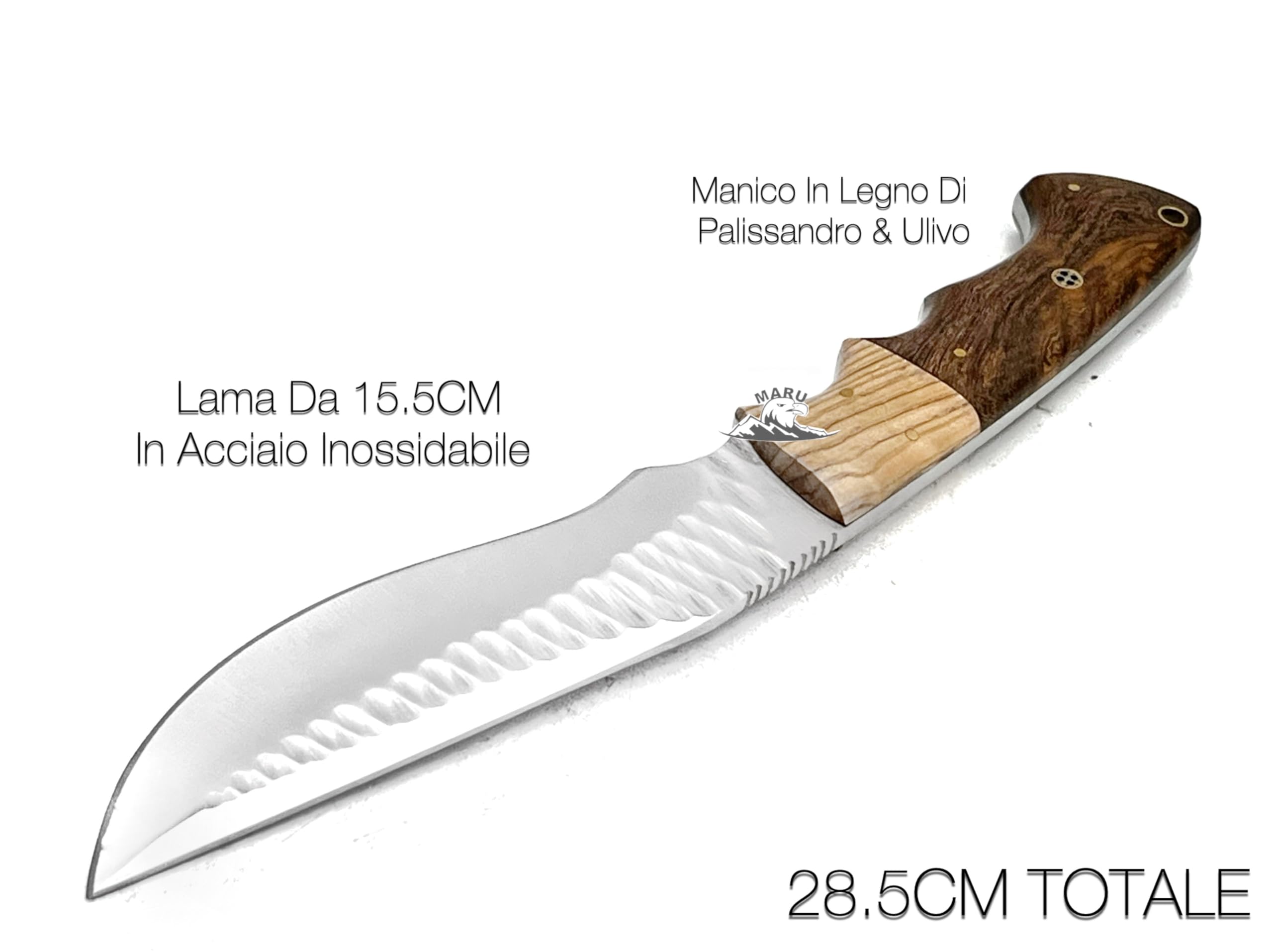 Coltello Artigianale in Acciaio Inox Manico Legno Lama Fissa-Coltello da Caccia Coltello da Collezione Coltello BUSHCRAFT