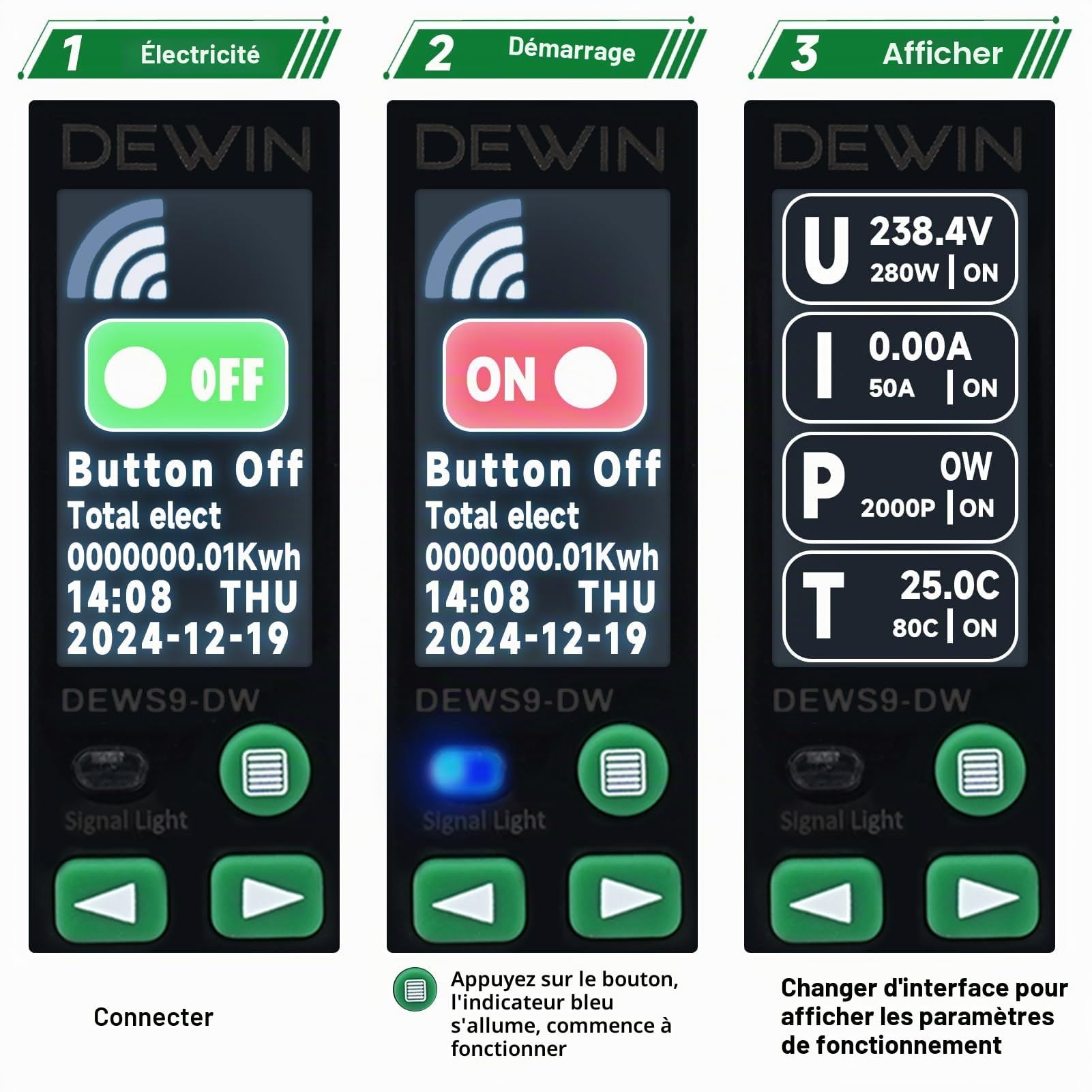 DEWIN Disjoncteur WiFi rail DIN, Tuya WiFi Smart Circuit Breaker avec minuterie fonction Smart Meter et commande à distance pour Smart Home affichage LCD 40A AC 230V