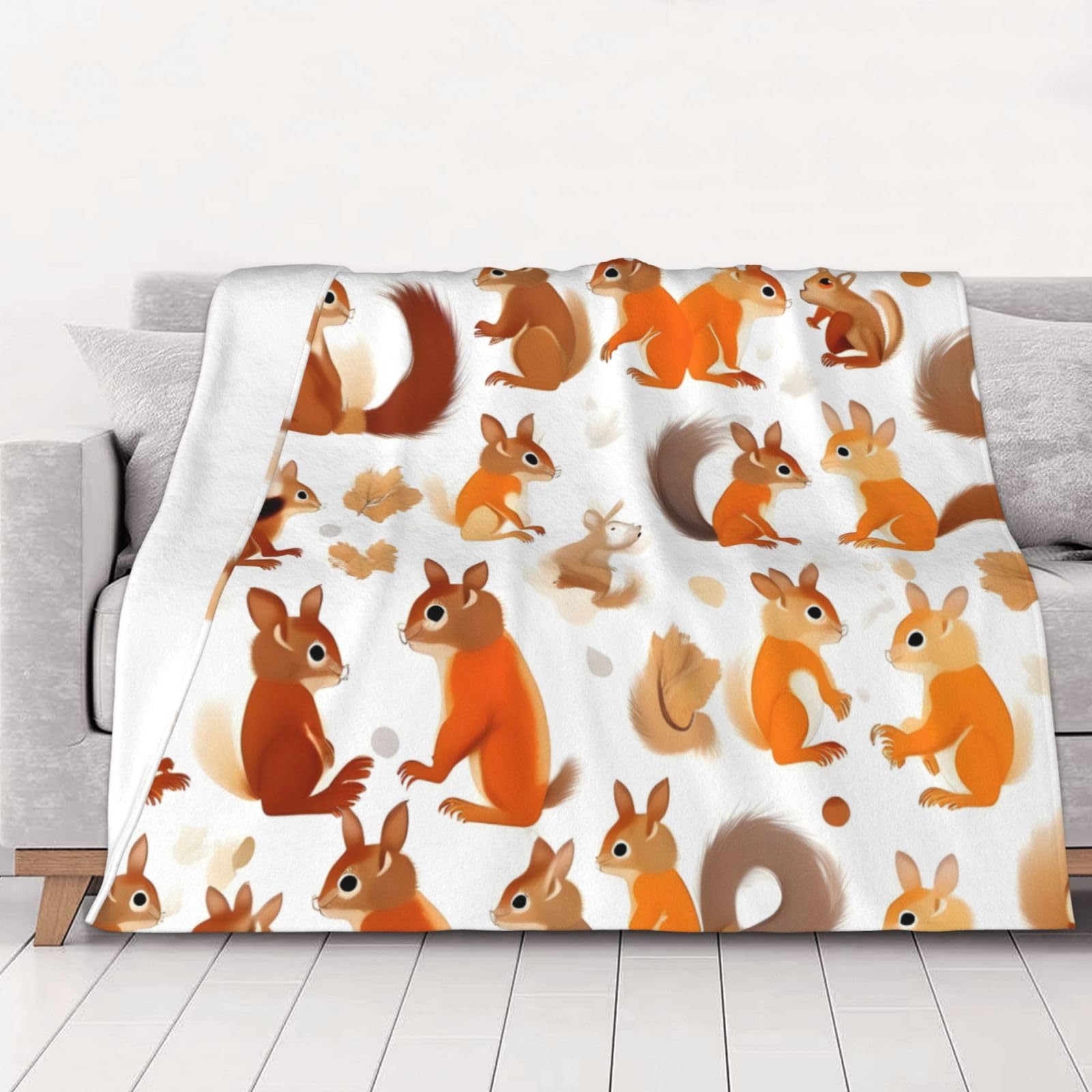 Couverture en flanelle écureuils pour réchauffer vos soirées cocooning sur le canapé