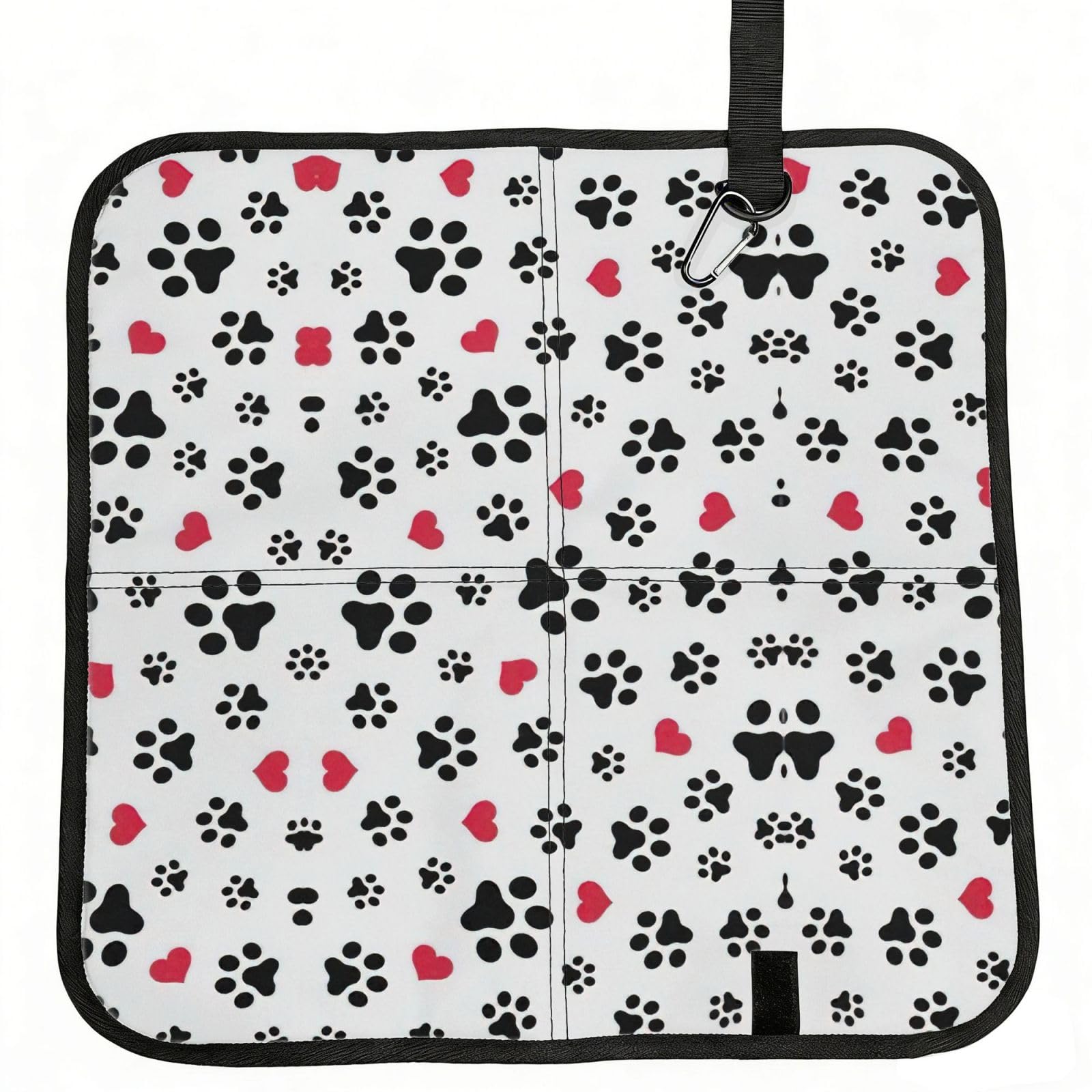 SDEGTHO Love Cat Paw Heart Puppy Foot Print Printed Foldable Seat Pad with Closure, Lightweight Cushion for Airplane Travel Camping