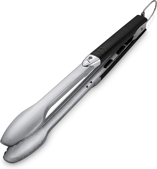 Weber 6610 Premium Szczypce Do Grilla Ze Stali Nierdzewnej, Czarny/Srebrny, 43 cm