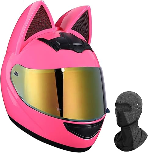 Casco de motocicleta con orejas de gato, para hombres y mujeres, casco de cara completa de gato personalizado, con orejas de gato, casco de