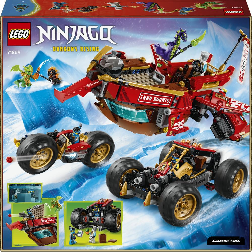 LEGO NINJAGO Perła Lądu 71869 | statek ninja, zestaw klocków, prezent dla chłopca i dziewczynki 9+, przygoda ninja, 1214 elementów
