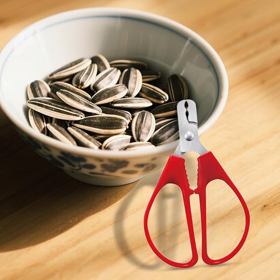 Red Pistachio Sheller & Nut Cracker Tool - Premium Stainless Steel Peeling Pliers for Easy Shell Removal - Convenient Hard Case Included - Specialty Kitchen Gadget