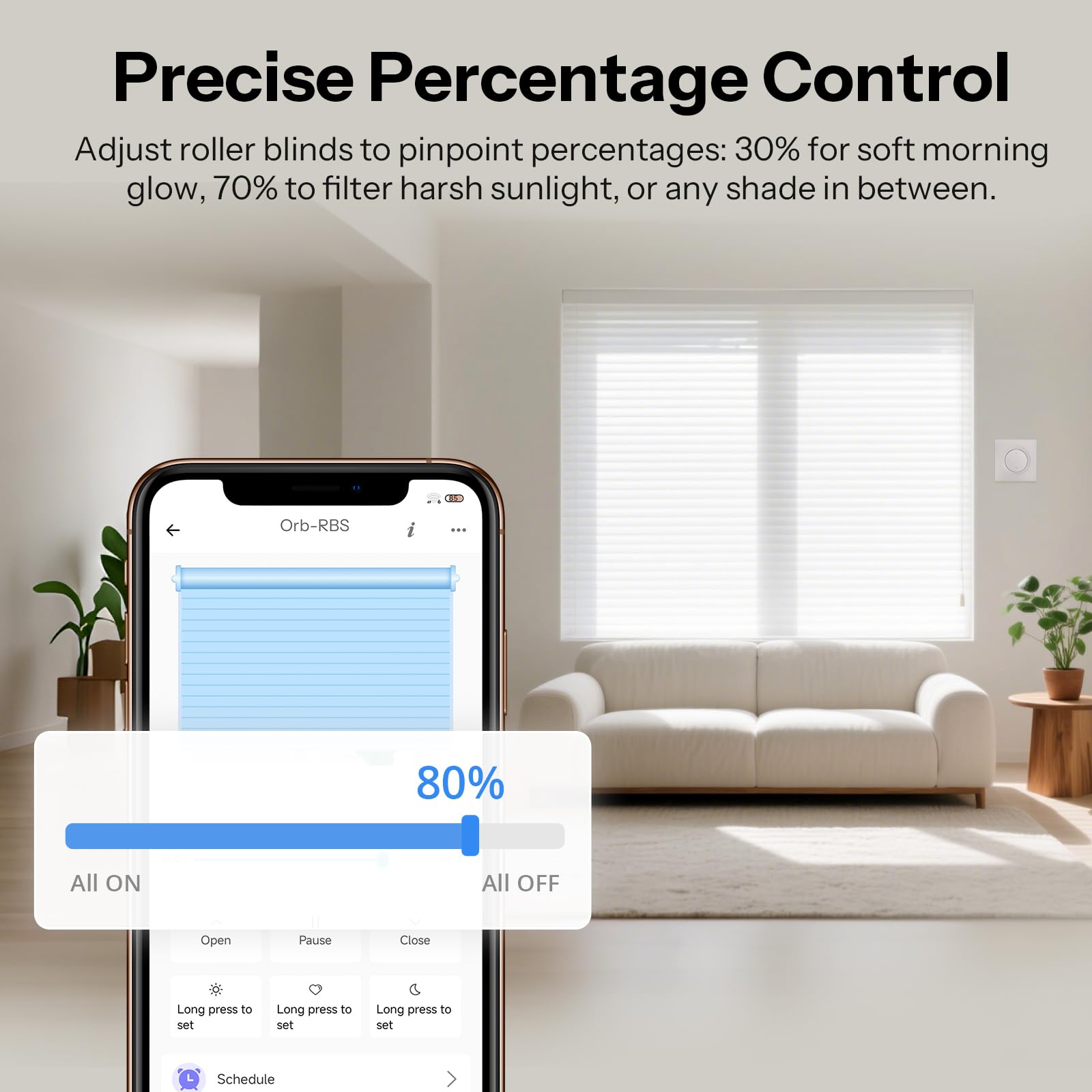 SONOFF Fusion, Interrupteur Intelligent Matter à Rideau Roulant, Orb-RBS(MINI-RBS-E), Wi-Fi 2,4GHz, Contrôle en Pourcentage, Minuterie et Voix, Compatible avec Alexa/Google/Home Assistant, Nécessite