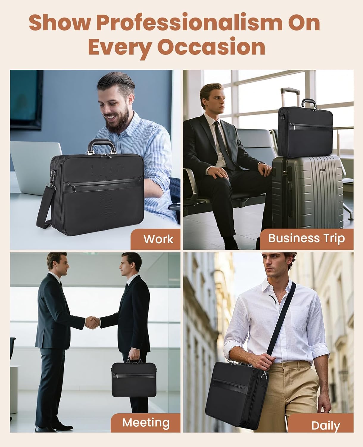 Jetviivid Laptop Briefcase for Men 15.6-16 inch Laptop Bag Lightweight Attache Case, Business Work Bag Computer Carrying Case - Image 7