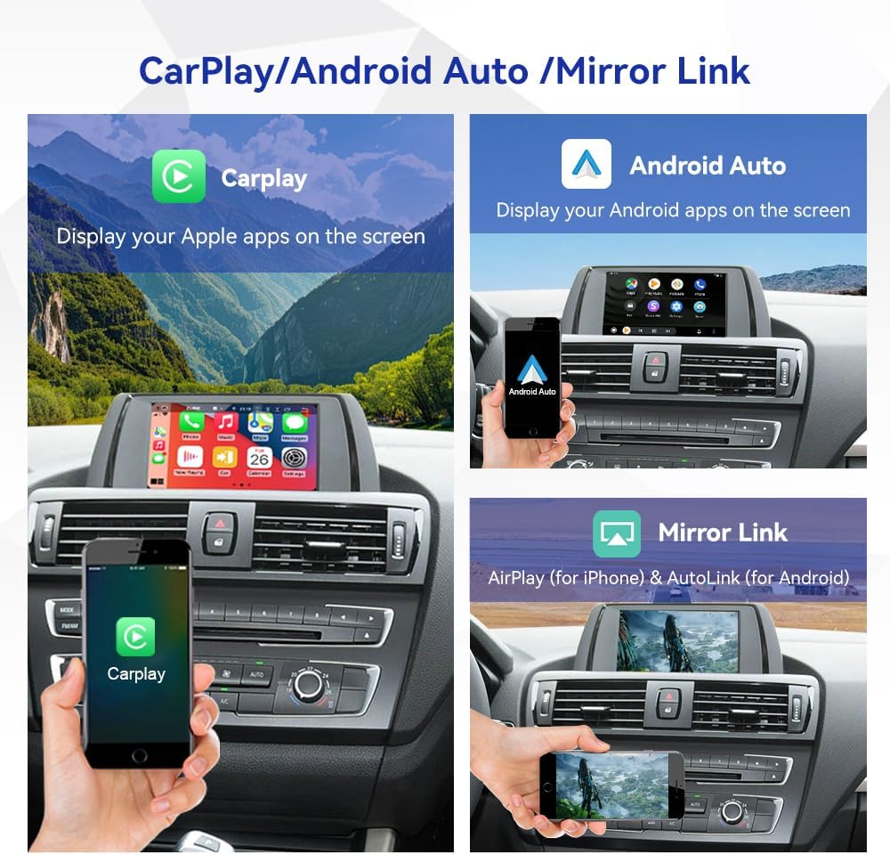 Wireless Carplay Android Auto Decoder for BMW NBT System 3 4 5 6 7 Series X1 X3 X4 X5 X6 2012-2016, Support Mirrorlink, GPS/Navigation, Rear View Camera