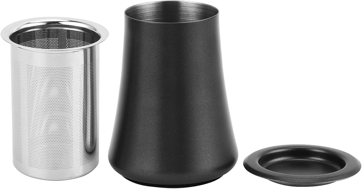Coffee Powder Sieve 304 Stainless Steel, sturdy Filter Cup with Precise Sieve Holes, Non slip and Bumping Proof Design, Easy to, for Even Coffee Powder Sifting and Weighing (Black)