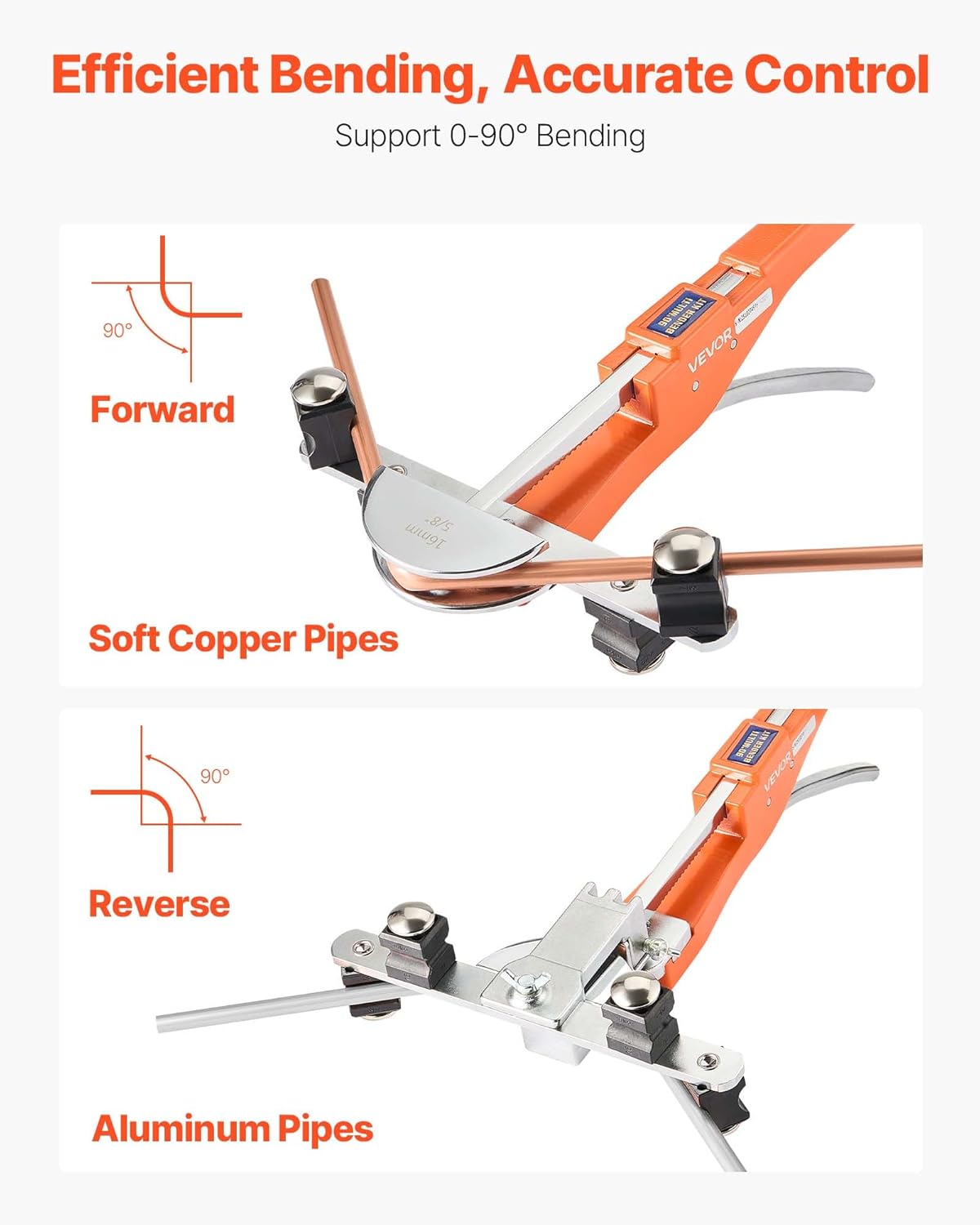 VEVOR Tubing Bender Kit, 1/4 to 7/8 Inch, Compact Ratcheting Tube Pipe Bender, Forward/Reverse Hand Bending Tool, with 7 Aluminium Alloy Dies, for Copper HVAC Air Conditioning Refrigeration Repair