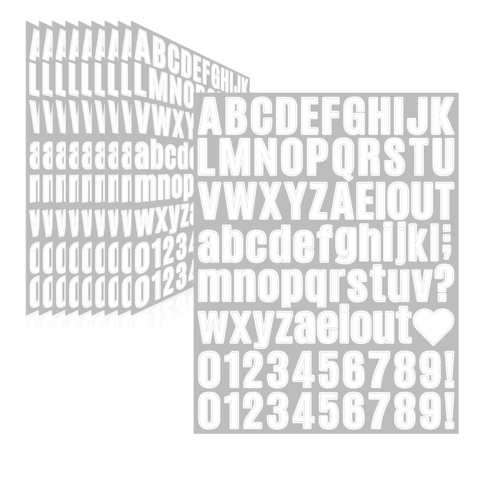 Llewyn 910 Pcs 10 Sheets Letter Stickers,Self Adhesive Waterproof 1 Inch Mailbox Numbers Vinyl Stickers,Alphabet Decals for Water Bottle,Window,Door,
