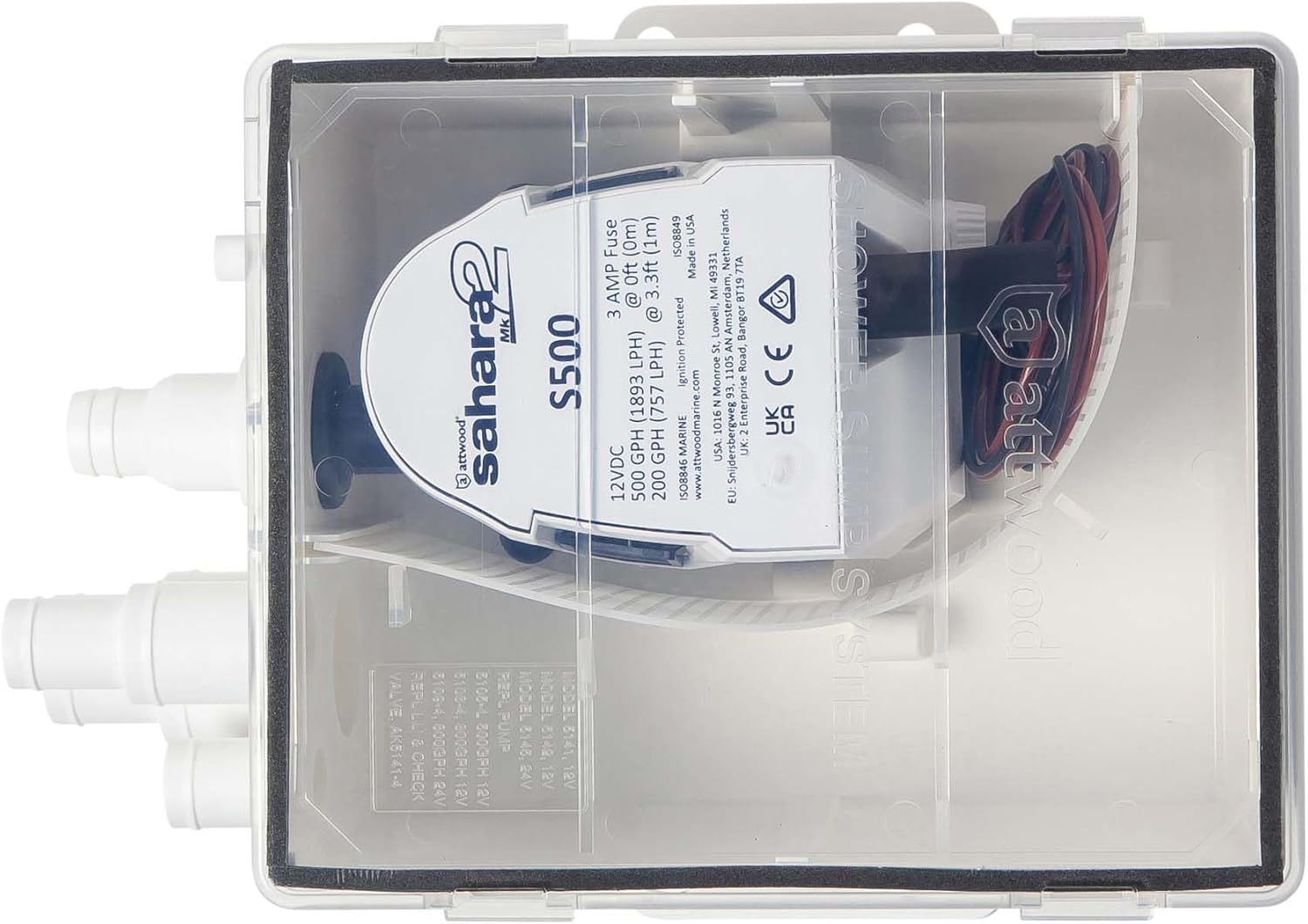 Attwood 5141-1 Marine Shower Sump System Mk2, 500 GPH Pump, 12V, Standard Sized Box