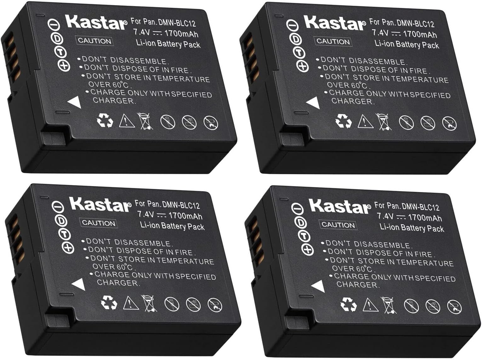 Kastar Battery (4-Pack) Replacement for Panasonic DMW-BLC12 DMW-BLC12E DMW-BLC12PP, Lumix DMC-FZ200, DMC-FZ1000, DMC-G5, DMC-G6, DMC-GH2, Leica BC-DC12 V-Lux 4 V-Lux 5, Sigma fp dp1 dp2 dp3 Quattro
