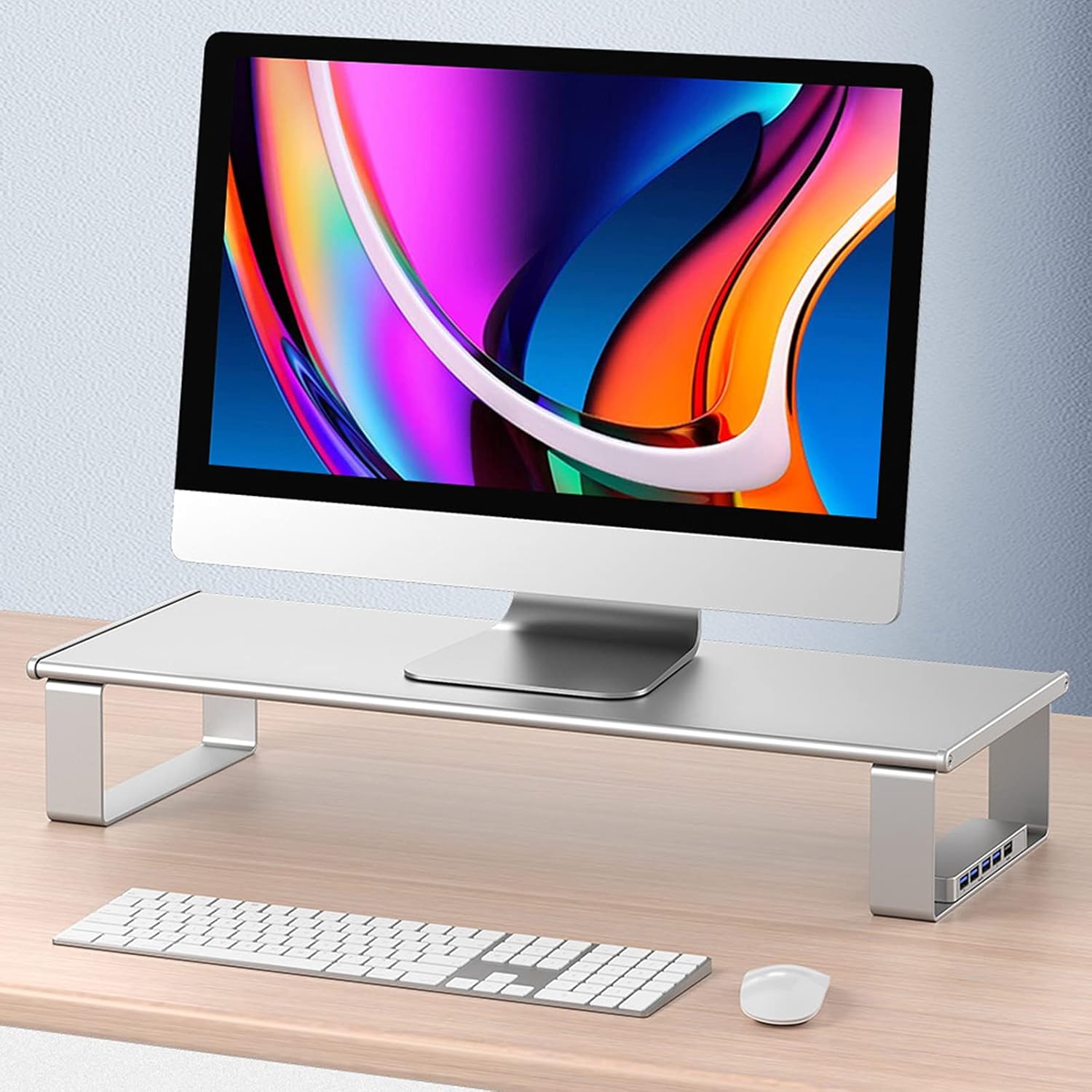 AWYLL Monitor Stand Riser, Computer Monitor Riser USB 3.0 Hub, with 4 USB3.0 and 1