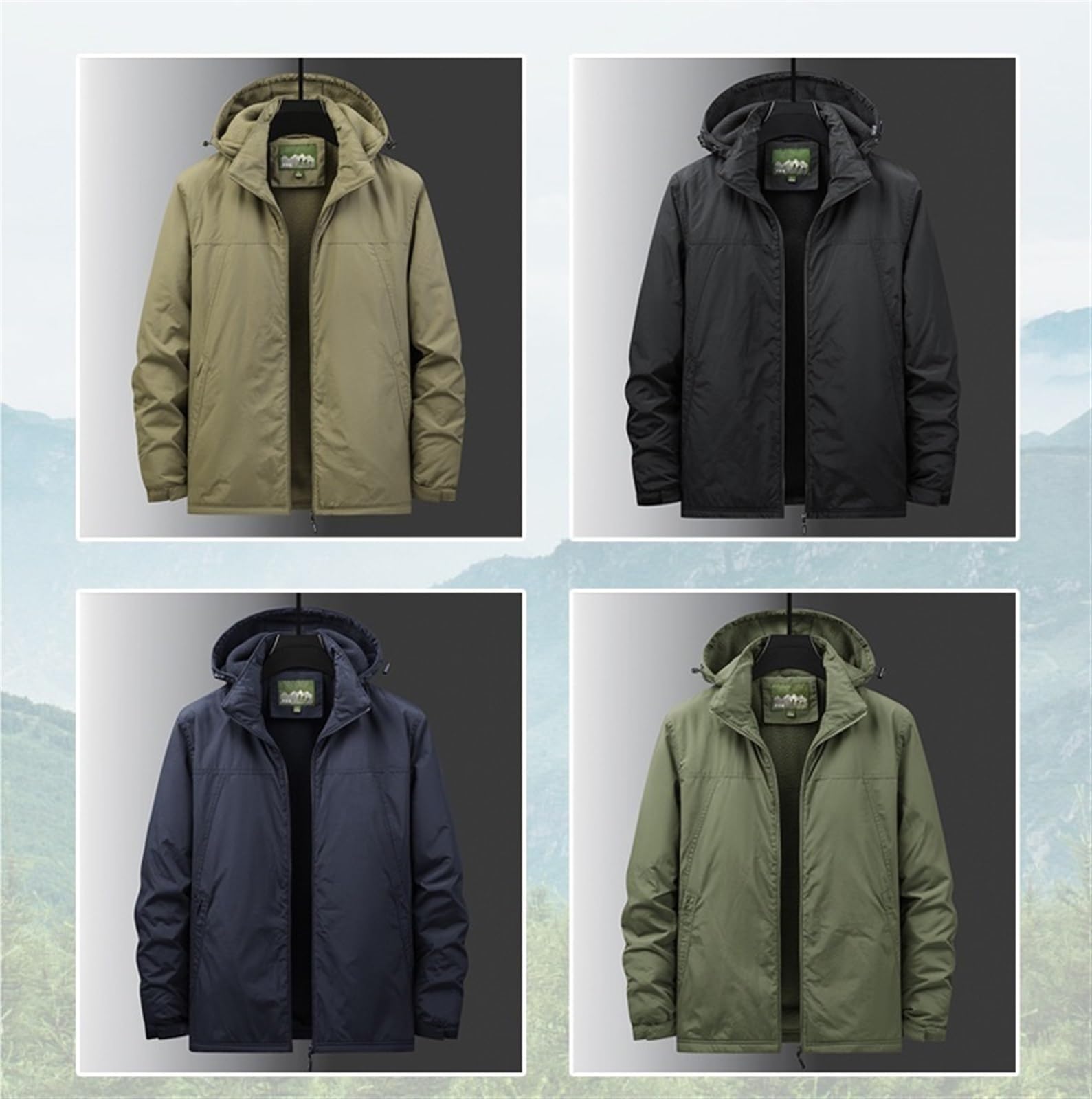 Męska Zimowa Kurtka Narciarska, Kurtka z Podszewką Polarową, Zewnętrzna Pogrubiona Kurtka Softshell, Wodoodporna, Wiatroszczelna Kurtka z Odpinanym Kapturem