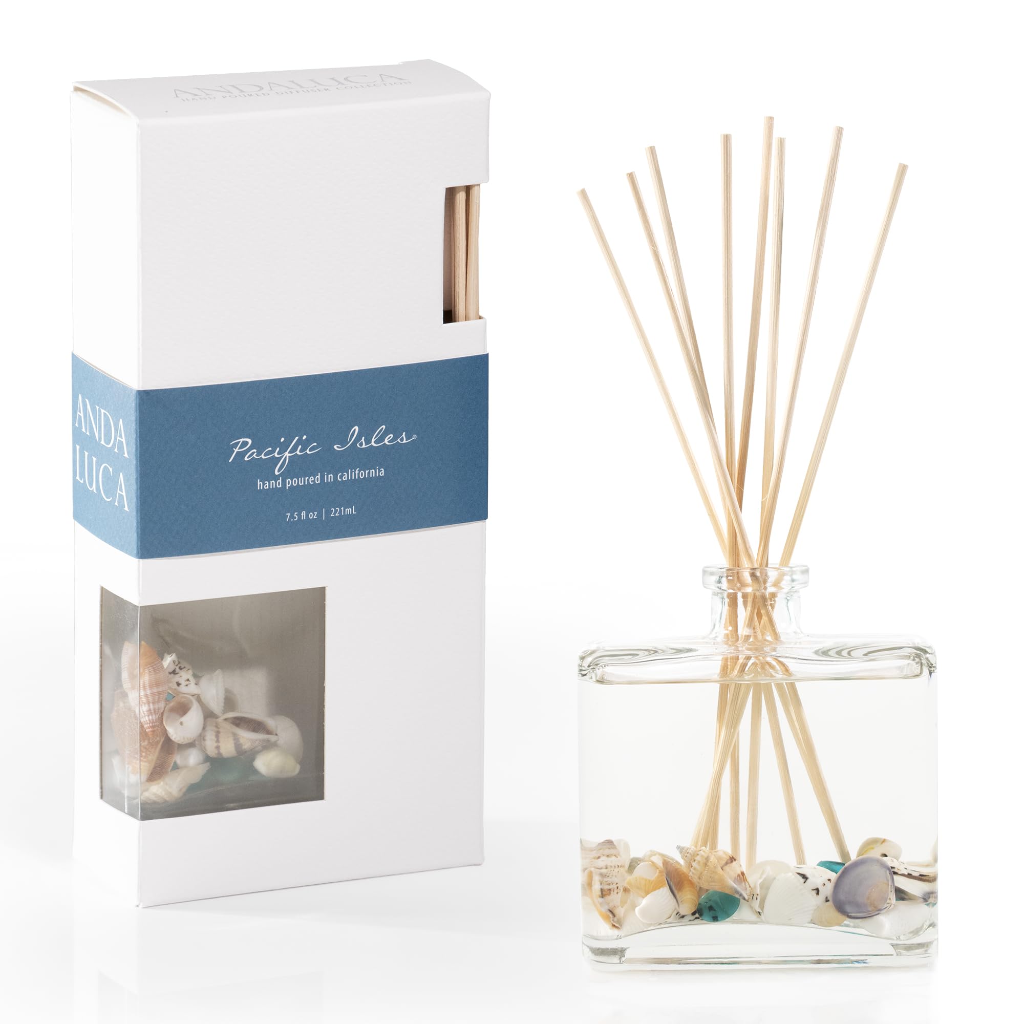 Andaluca Pacific Vanilla Isles Botaniczny dyfuzor trzcinowy, 221 ml, aromaty wanilii, drzewa sandałowego i soli morskiej
