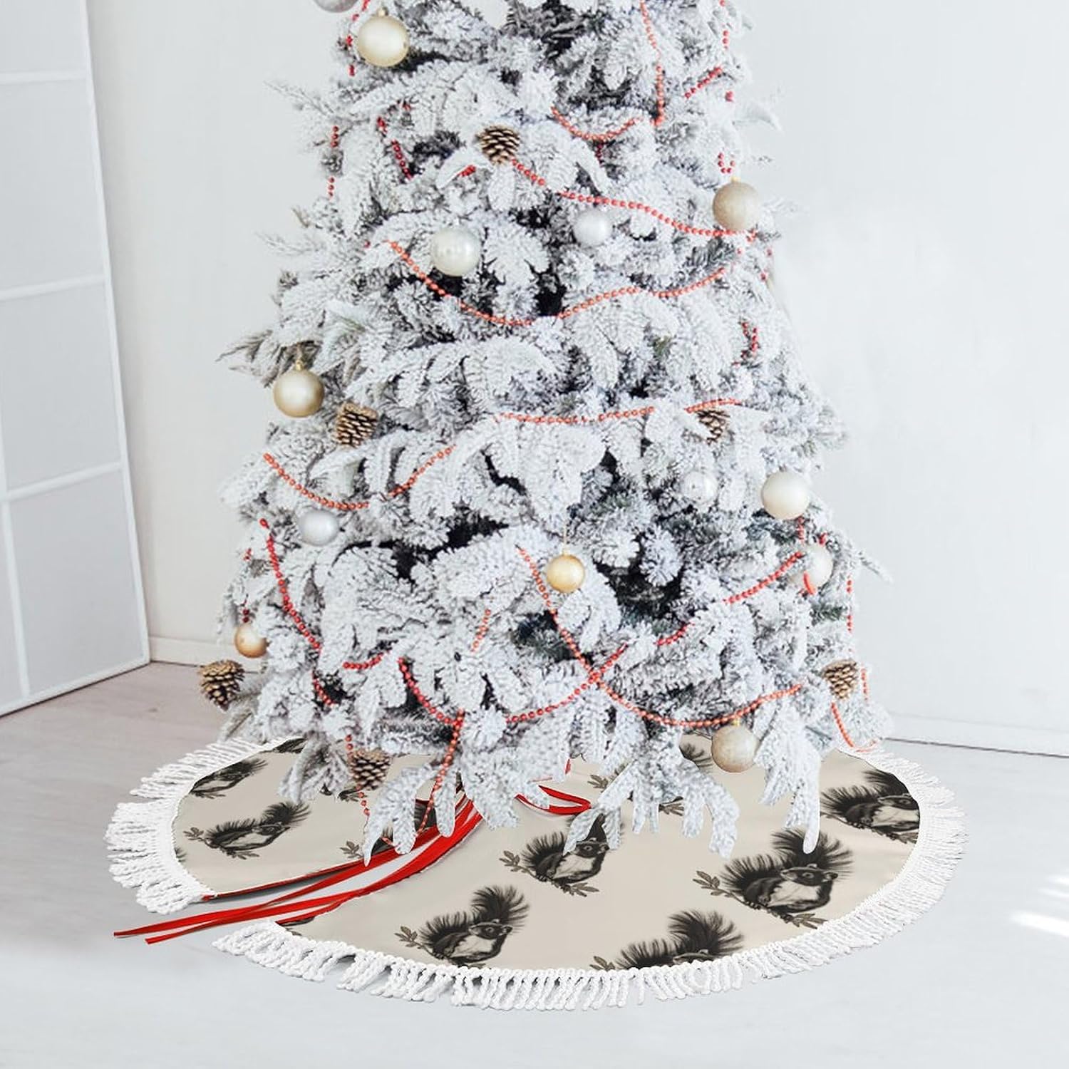 Skunk Printed Christmas Tree Skirt 48 Inch Tree Skirt Christmas Tree Collar Christmas Tree Decorations Winter Xmas Tree Mat