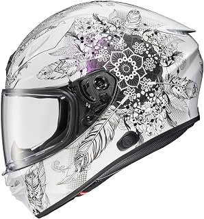 ScorpionEXO R430 Full Face Street Motorcycle Helmet with Bluetooth Ready Speaker Pockets DOT/SNELL Approved Manitou (White - Large)